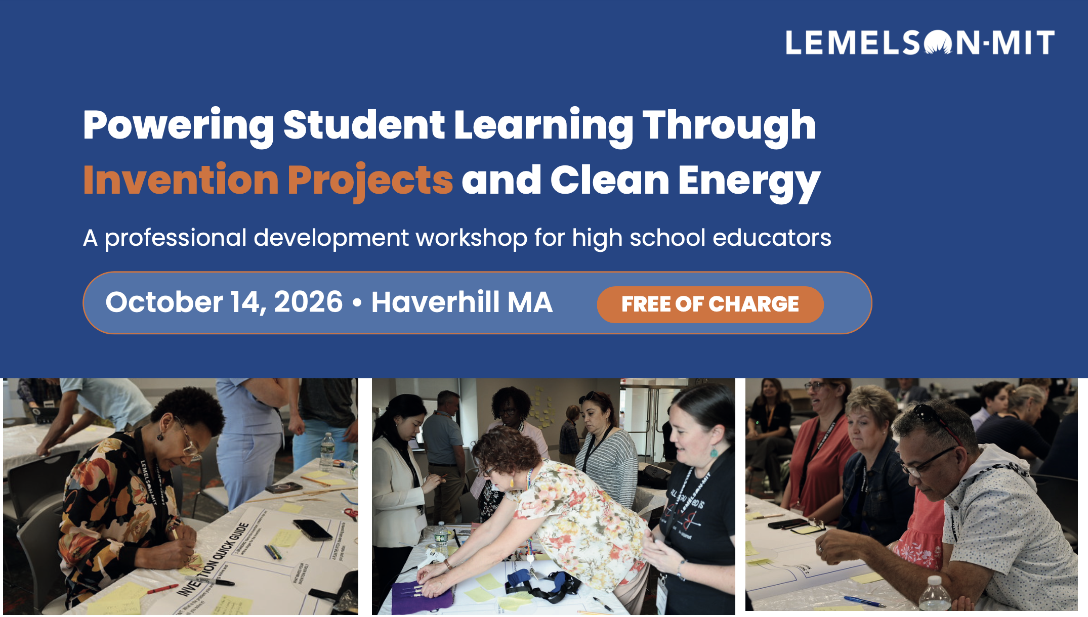 Banner with PD description and images of educators participating in PD
