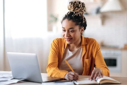 Teen at laptop