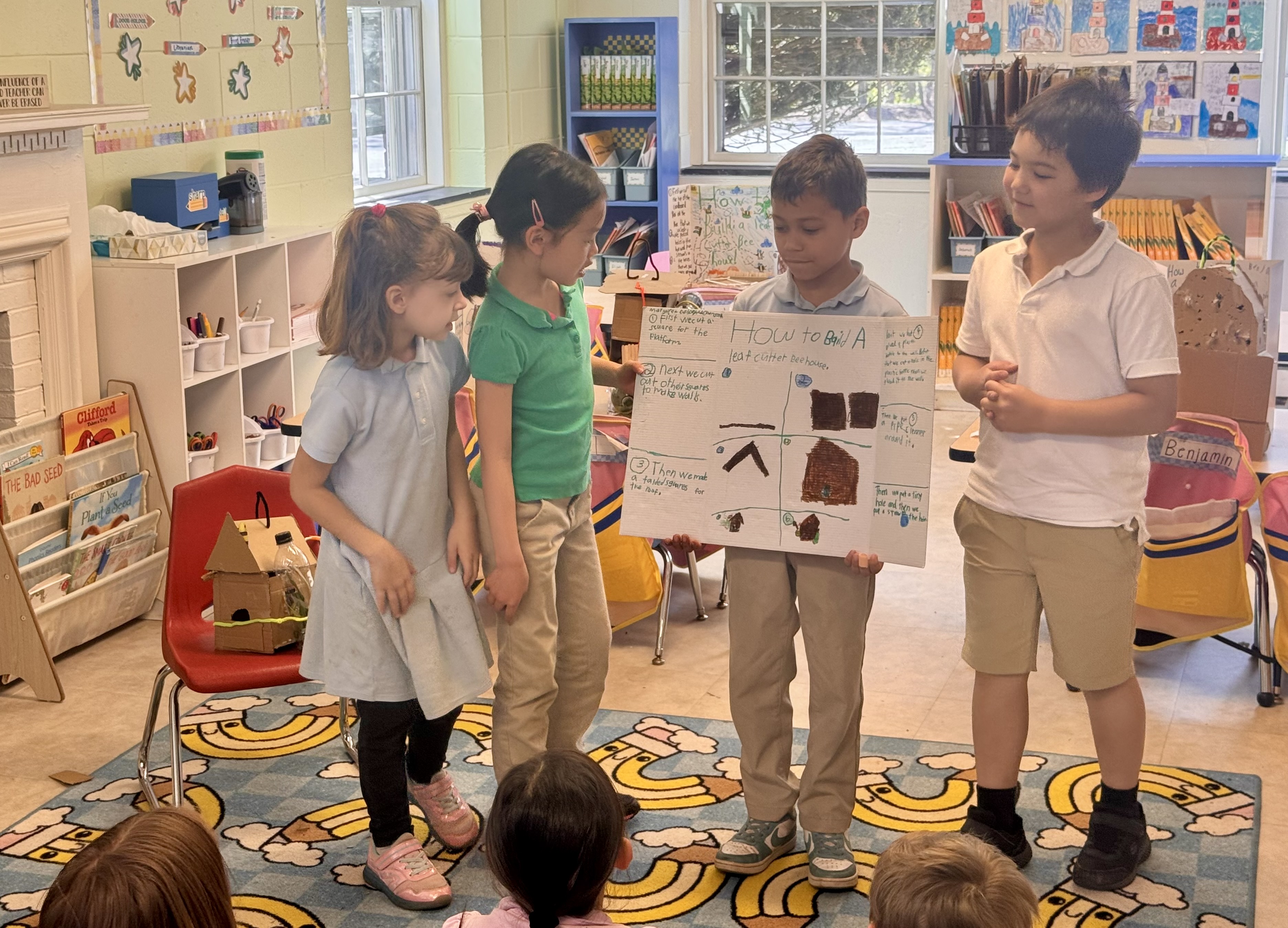 Image showing 3 first graders presenting their project