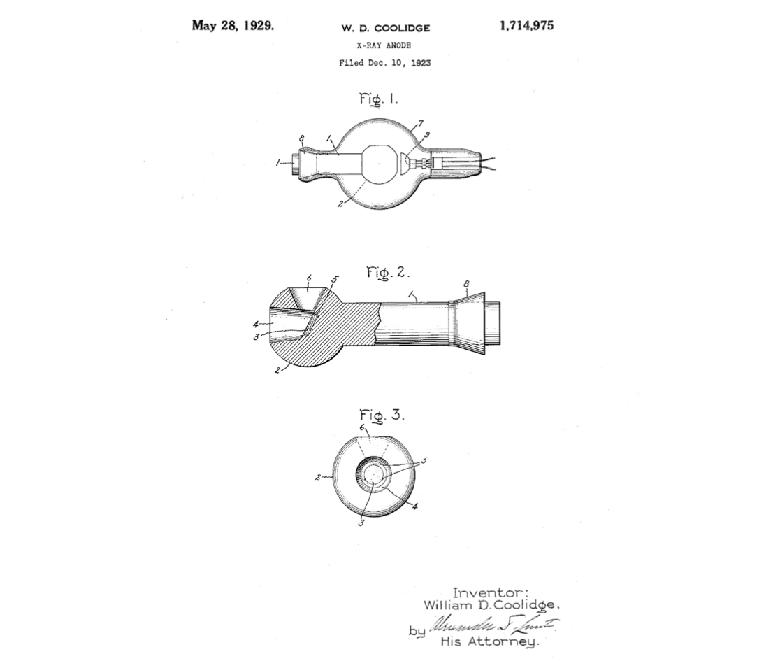 Coolidge USPTO Patent Drawing for X- Anode