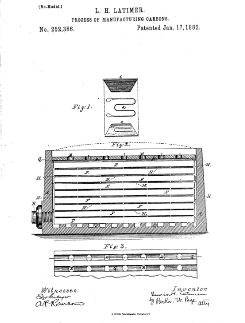 Latimer's patent for the process of manufacturing carbons
