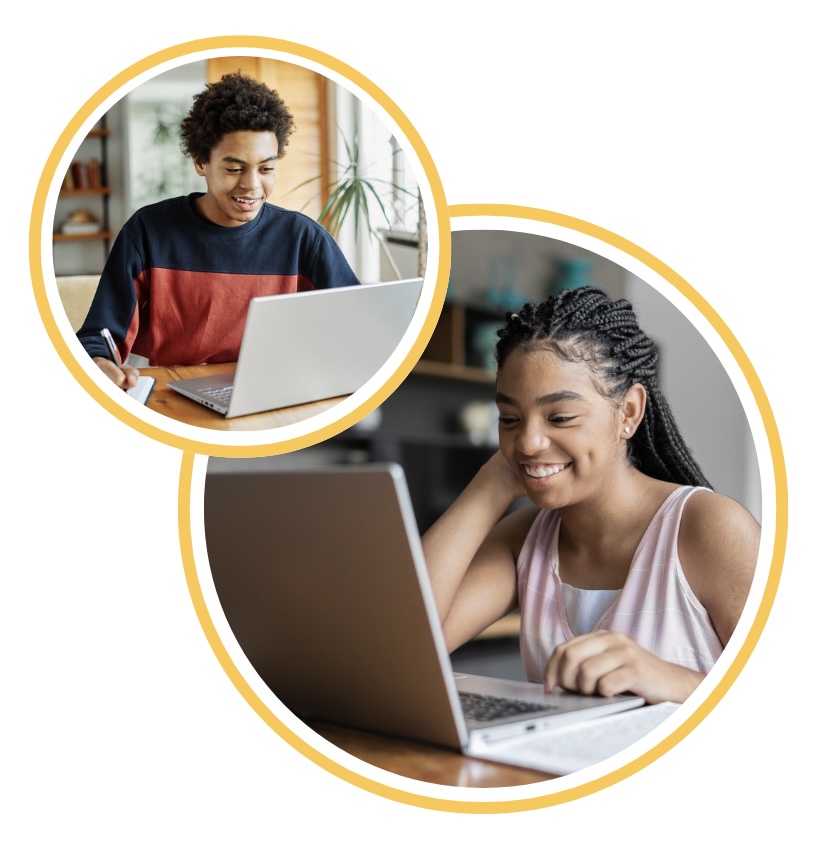 two teens at laptops