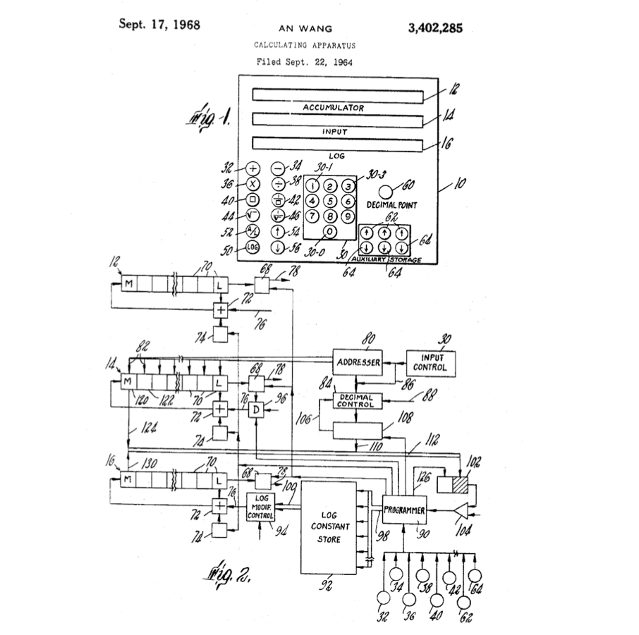 Calculating Apparatus Patent Drawing for US Patent No. 3,402,285