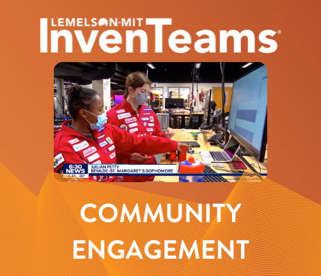Lemelson-MIT InvenTeams logo with image of student inventors featured on the local news