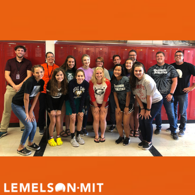 Greenon InvenTeam from Enon, Ohio standing against school lockers