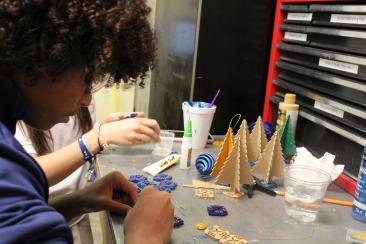 Students paint 3D printed ornaments