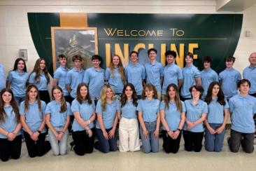 The Incline High School LMIT Team, all posed in their blue shirts. 