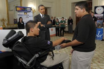 Students with Pres. Obama at White House Science Fair