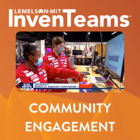 Lemelson-MIT InvenTeams logo with image of student inventors featured on the local news